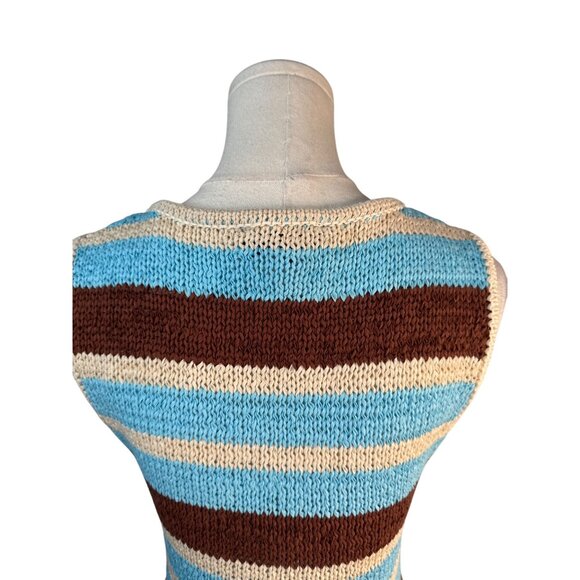 2/$30 ZARA Medium Striped Sleeveless Knit Top Brown/Beige/Blue - Picture 13 of 14